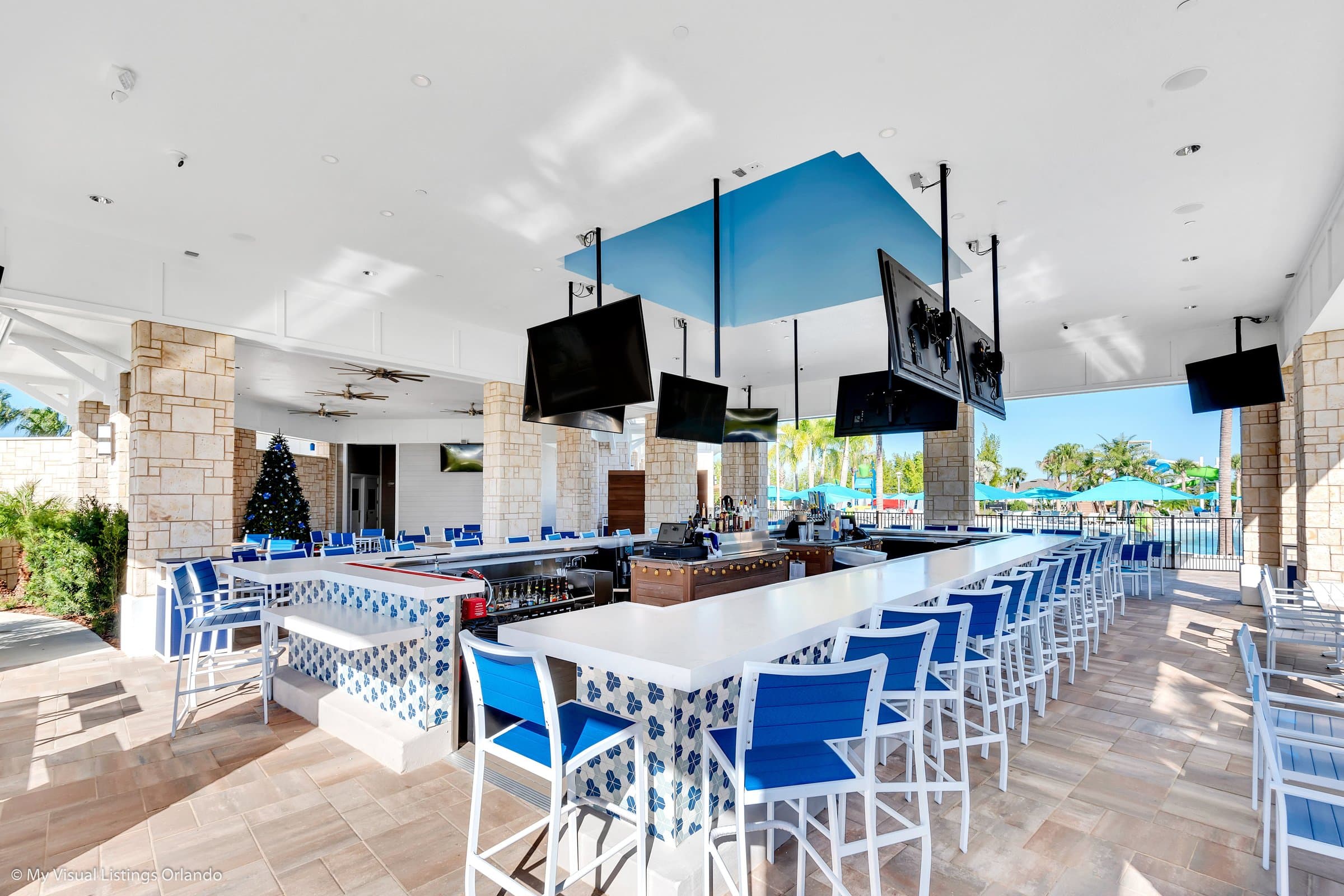 Poolside bar and lounge seating at one of our Disney-area resort communities